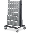 Carrello con cassettiere trasparenti, 70 contenitori