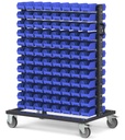 Carrello con 192 contenitori a bocca di lupo Picking Box Air blu cielo