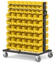 Carrello con 120 contenitori a bocca di lupo Picking Box Air giallo zinco