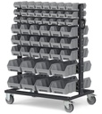 Carrello porta minuteria con 100 contenitori a bocca di lupo Picking Box Air grigio tele 1