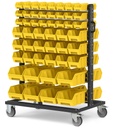 Carrello con 100 contenitori a bocca di lupo Picking Box Air giallo zinco
