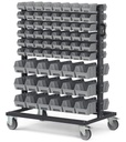 Carrello porta minuteria con 132 contenitori a bocca di lupo Picking Box Air grigio tele 1