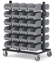 Carrello porta minuteria con 48 contenitori a bocca di lupo Picking Box Air grigio tele 1