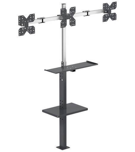 Soporte de suelo para 3 monitores con portateclado y ménsula