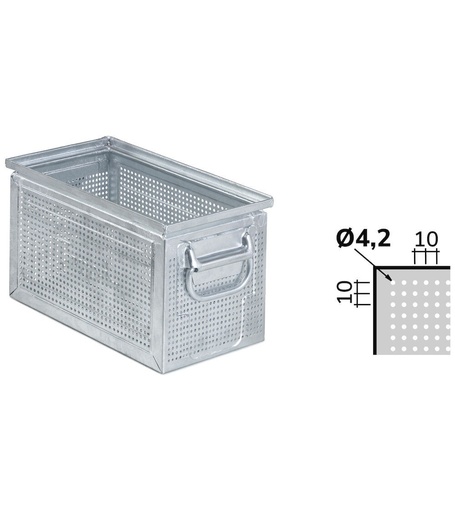 Metall-Lochkasten mit Griffen, Gr. 272-3, Loch-⌀ 4,2 mm, B325 x T210 x H200 mm