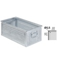 Cassetta metallica forata con maniglie, mis. 272-4, ⌀ foro 5,5 mm,  L480 x P315 x H200 mm