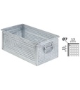 Cassetta metallica forata con maniglie, mis. 272-4, ⌀ foro 7 mm,  L480 x P315 x H200 mm