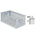 Cassetta metallica forata con maniglie, mis. 272-4, ⌀ foro 10 mm,  L480 x P315 x H200 mm