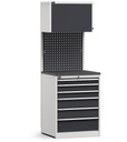 Modulo con cassettiera, 6 cassetti, L 714 mm – Grigio chiaro + Grigio antracite (RAL 7035+7016) – 714 × 640 × 2000 mm
