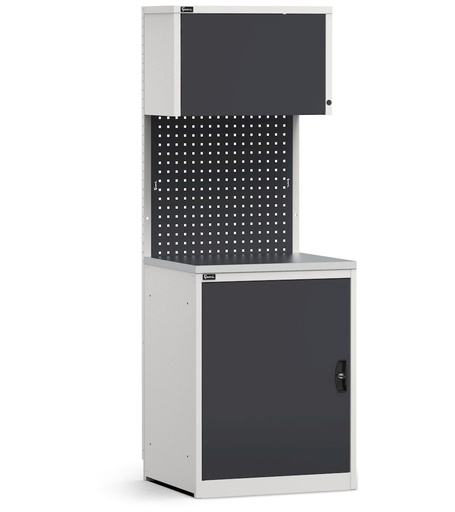 Modulo con armadio con anta, top in acciaio inox – Grigio chiaro + Grigio antracite (RAL 7035+7016) – 714 × 640 × 2000 mm