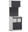 Modulo con armadio con vano rifiuti, L 714 mm – Grigio chiaro + Grigio antracite (RAL 7035+7016) – 714 × 640 × 2000 mm