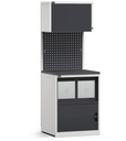 Modulo con armadio con vano rifiuti, L 714 mm – Grigio chiaro + Grigio antracite (RAL 7035+7016) – 714 × 640 × 2000 mm