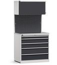 Modulo con cassettiera, 5 cassetti, L 1020 mm – Grigio chiaro + Grigio antracite (RAL 7035+7016) – 1020 × 640 × 2000 mm