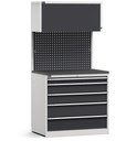 Modulo con cassettiera, 5 cassetti, L 1020 mm – Grigio chiaro + Grigio antracite (RAL 7035+7016) – 1020 × 640 × 2000 mm
