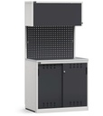 Modulo con armadio per vernici e solventi, L 1020 mm – Grigio chiaro + Grigio antracite (RAL 7035+7016) – 1020 × 640 × 2000 mm