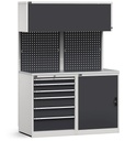 Modulo con cassettiera e armadio, L 1428 mm – Grigio chiaro + Grigio antracite (RAL 7035+7016) – 1428 × 640 × 2000 mm