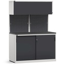 Modulo con armadio con ante scorrevoli, L 1428 mm – Grigio chiaro + Grigio antracite (RAL 7035+7016) – 1428 × 640 × 2000 mm