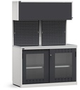 Modulo con armadio con ante scorrevoli fessurate in policarbonato, L 1428 mm (cod. GARAGE032)