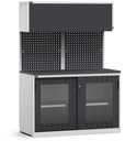 Modulo con armadio con ante scorrevoli fessurate in policarbonato, L 1428 mm (cod. GARAGE033)