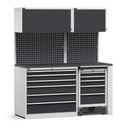 Modulo con cassettiera e carrello portautensili, L 1734 mm – Grigio chiaro + Grigio antracite (RAL 7035+7016) – 1734 × 640 × 2000 mm