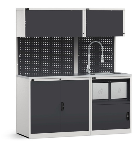 Modulo con armadio con vano rifiuti e lavandino, L 1734 mm