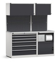 Modulo con cassettiera e armadio con vano rifiuti, L 1734 mm – Grigio chiaro + Grigio antracite (RAL 7035+7016) – 1734 × 640 × 2000 mm