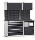 Modulo con cassettiera e armadio con vano rifiuti, L 1734 mm – Grigio chiaro + Grigio antracite (RAL 7035+7016) – 1734 × 640 × 2000 mm