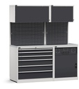 Modulo con cassettiera e armadio tecnico, L 1734 mm – Grigio chiaro + Grigio antracite (RAL 7035+7016) – 1734 × 640 × 2000 mm