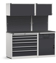 Modulo con cassettiera e armadio tecnico, L 1734 mm – Grigio chiaro + Grigio antracite (RAL 7035+7016) – 1734 × 640 × 2000 mm