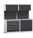 Modulo con cassettiera e armadio, L 2040 mm – Grigio chiaro + Grigio antracite (RAL 7035+7016) – 2040 × 640 × 2000 mm