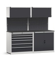 Modulo con cassettiera e armadio, L 2040 mm – Grigio chiaro + Grigio antracite (RAL 7035+7016) – 2040 × 640 × 2000 mm