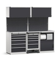 Modulo con cassettiera, carrello porta utensili e armadio con vano rifiuti, L 2040 mm (cod. GARAGE049)
