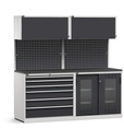 Modulo con cassettiera e armadio con Iron Team Electric, L 2040 mm – Grigio chiaro + Grigio antracite (RAL 7035+7016) – 2040 × 640 × 2000 mm
