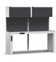 Modulo banco da lavoro, L 2040 mm – Grigio chiaro + Grigio antracite (RAL 7035+7016) – 2040 × 640 × 2000 mm