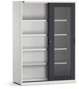 Armadio da officina con porte scorrevoli fessurate in policarbonato, L 1427 mm