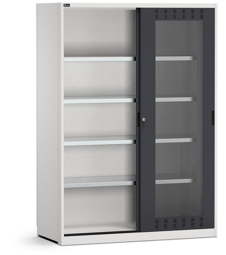 Armadio da officina con porte scorrevoli fessurate in policarbonato, L 1427 mm