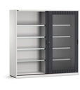 Armadio da officina con porte scorrevoli fessurate in policarbonato e paratia divisoria, L 2040 mm