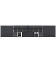 Sistema modulare di arredo officina – Grigio chiaro + Grigio antracite (RAL 7035+7016) – 8976 × 640 × 2000 mm