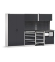 Sistema modulare di arredo officina – Grigio chiaro + Grigio antracite (RAL 7035+7016) – 3063 × 640 × 2000 mm