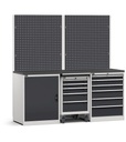Composizione con parete attrezzata per arredo officina – Grigio chiaro + Grigio antracite (RAL 7035+7016) – 2041 × 640 × 2000 mm