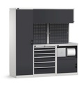 Sistema modulare di arredo officina – Grigio chiaro + Grigio antracite (RAL 7035+7016) – 1940 × 640 × 2000 mm