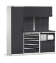 Sistema modulare di arredo officina – Grigio chiaro + Grigio antracite (RAL 7035+7016) – 1940 × 640 × 2000 mm