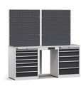 Composizione con parete attrezzata per arredo officina – Grigio chiaro + Grigio antracite (RAL 7035+7016) – 2041 × 640 × 2000 mm