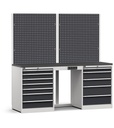 Composizione con parete attrezzata per arredo officina – Grigio chiaro + Grigio antracite (RAL 7035+7016) – 2041 × 640 × 2000 mm