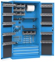 Armadio porta attrezzi con ante battente e accessori, L1023 x P555 x H2000 mm – Blu (RAL 5012)
