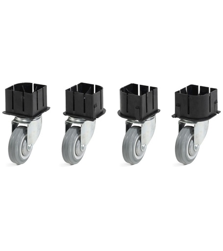Kit of 4 standard rubber swivel castors for containers 1040 x 640 mm, Ø 100 mm, 200 kg