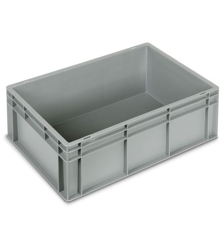 Euro Box Kasten aus Polypropylen – H 220 mm – Silbergrau – 600 × 400 × 220 mm