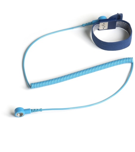 Adjustable wrist strap with snap button, complete with cable