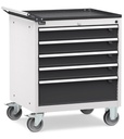 Cassettiera Flexa con ruote con 5 cassetti 4x100 1x200 – H 921 mm