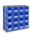Scaffale monoblocco per minuteria con 16 contenitori Picking Box Mythos, mis.  3,  L1025 x P355 x H885 mm